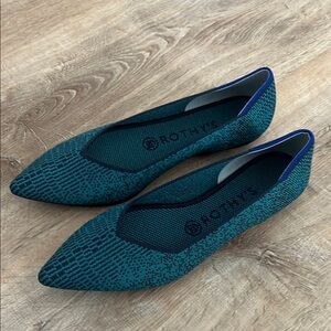 Rothy's Blue Pointed-Toe Flats with Woven Texture